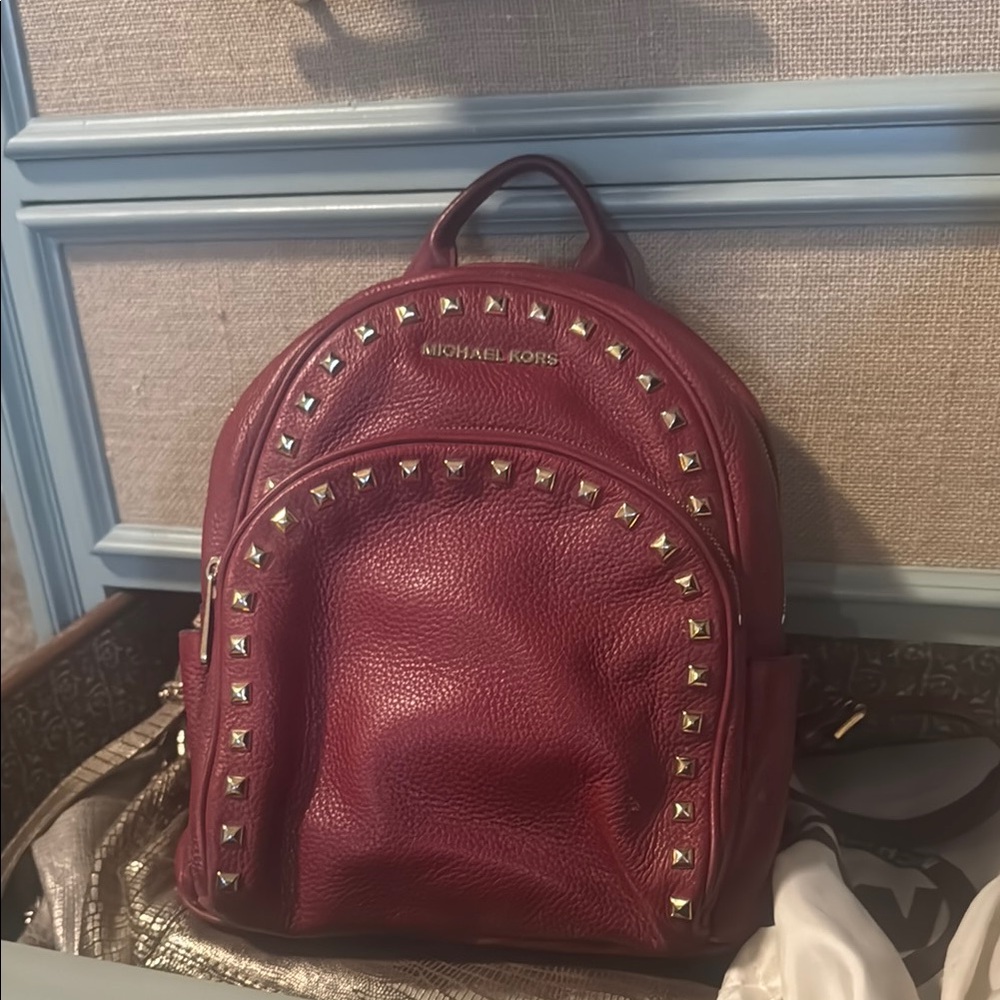 Michael Kors Red Leather Studded Backpack